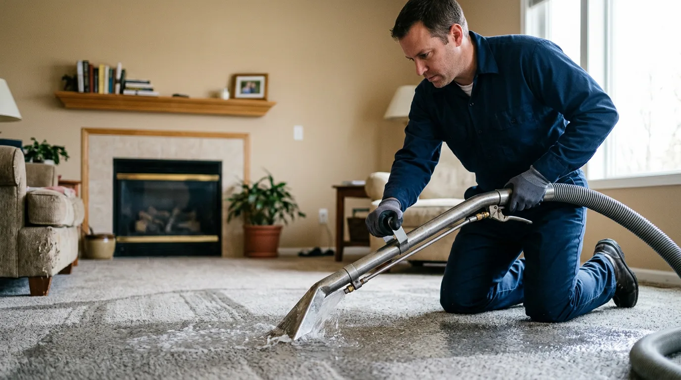 Water damage restoration technician working near Sand Springs, MT
